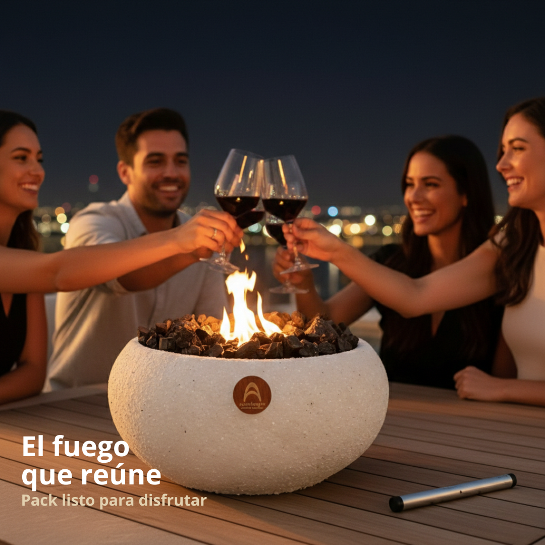 Pack Fogón Grande Cuarzo Obsidiana + Bioetanol 1 L