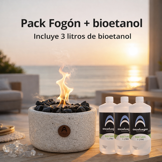 Pack Fogón Compacto Cuarzo + 3 Litros Bioetanol