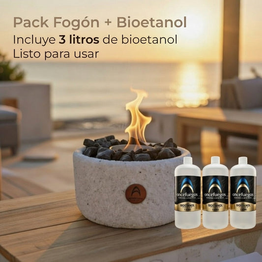 Pack Fogón Compacto Cuarzo + 3 Litros Bioetanol